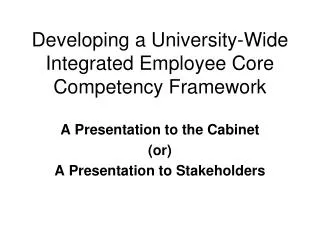 Developing a University-Wide Integrated Employee Core Competency Framework