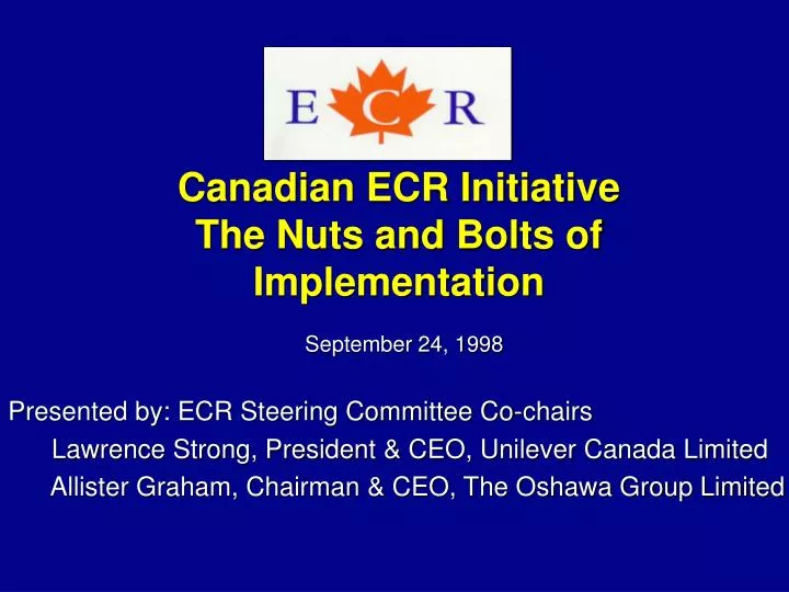 canadian ecr initiative the nuts and bolts of implementation