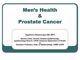 Men’s Health &amp; Prostate Cancer