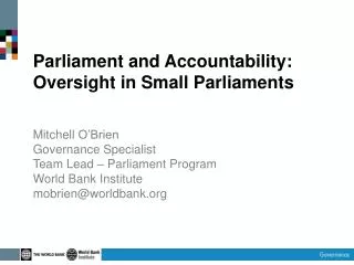 Parliament and Accountability: Oversight in Small Parliaments