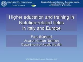 Higher education and training in Nutrition-related fields in Italy and Europe