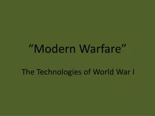 “Modern Warfare”