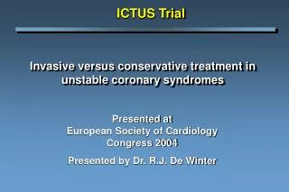 Invasive versus conservative treatment in unstable coronary syndromes