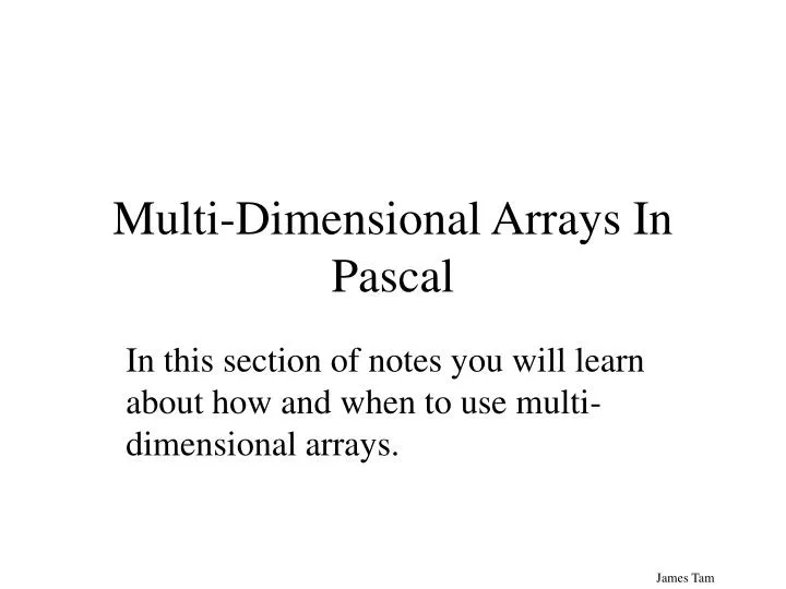 multi dimensional arrays in pascal
