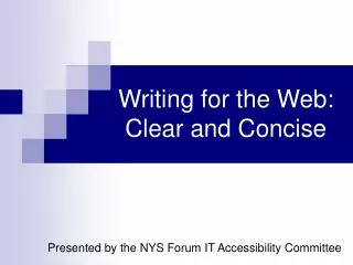 Writing for the Web: Clear and Concise