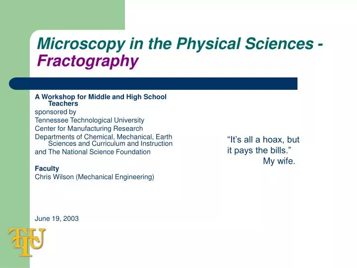 microscopy in the physical sciences fractography