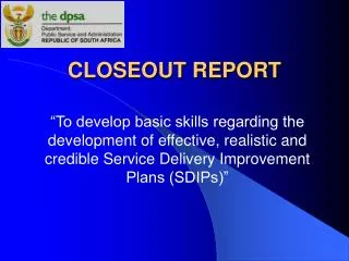 CLOSEOUT REPORT