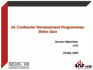 SA Contractor Development Programmes; Status Quo