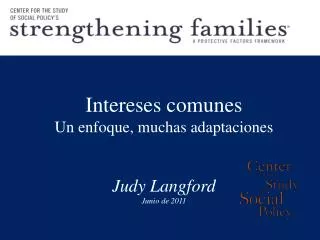 Intereses comunes Un enfoque, muchas adaptaciones Judy Langford Junio de 2011