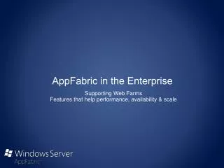 appfabric in the enterprise