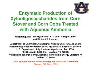 Enzymatic Production of Xylooligosaccharides from Corn Stover and Corn Cobs Treated with Aqueous Ammonia