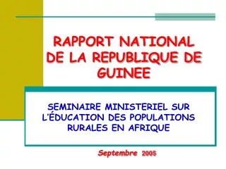 RAPPORT NATIONAL DE LA REPUBLIQUE DE GUINEE
