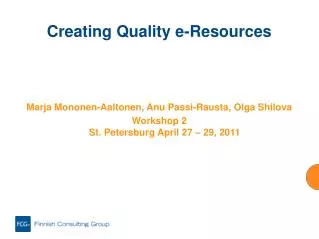 Creating Quality e-Resources