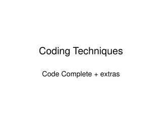 Coding Techniques