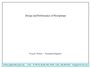 Design and Performance of Piezopumps