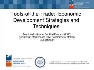 Tools-of-the-Trade: Economic Development Strategies and Techniques