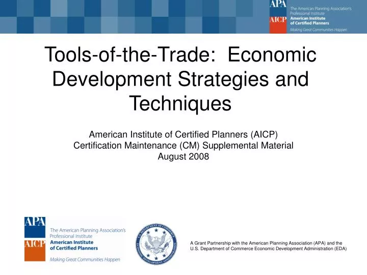 tools of the trade economic development strategies and techniques