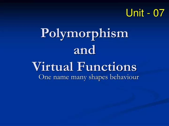 polymorphism and virtual functions