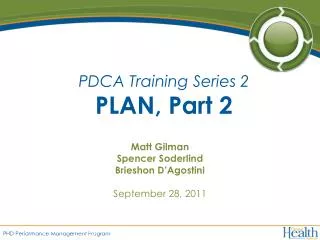 PDCA Training Series 2 PLAN, Part 2