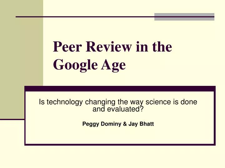peer review in the google age