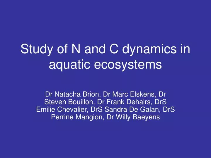 study of n and c dynamics in aquatic ecosystems