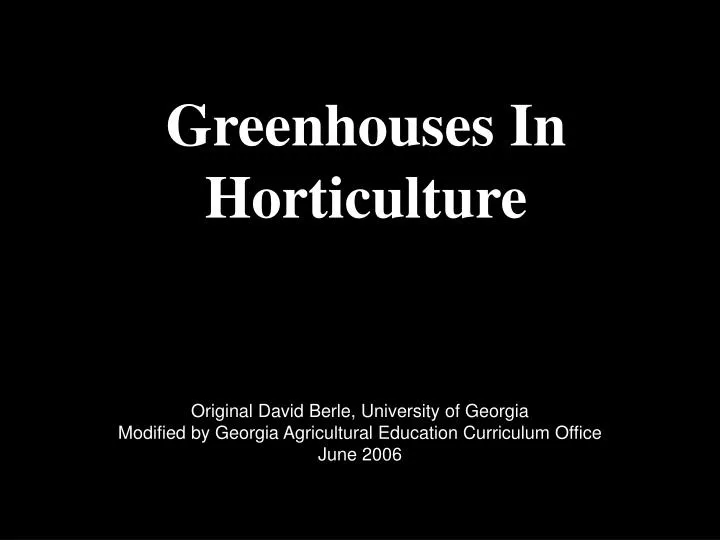 greenhouses in horticulture