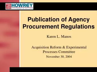 Publication of Agency Procurement Regulations