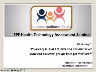 EPF Health Technology Assessment Seminar