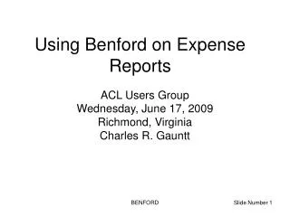 Using Benford on Expense Reports