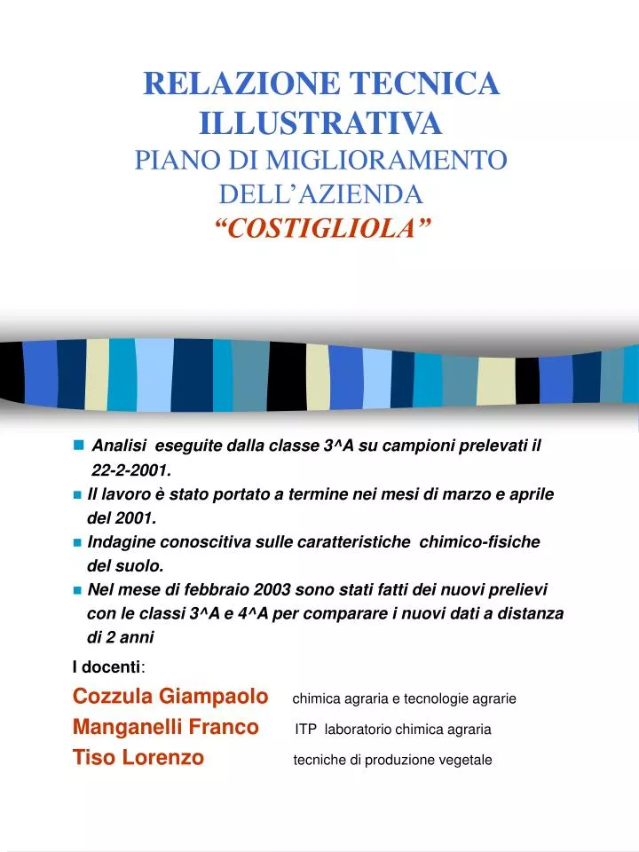 relazione tecnica illustrativa piano di miglioramento dell azienda costigliola