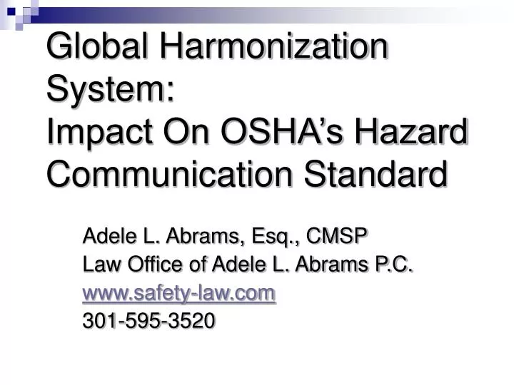 global harmonization system impact on osha s hazard communication standard