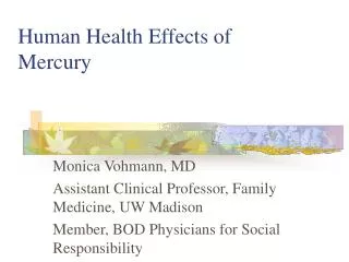 Human Health Effects of Mercury