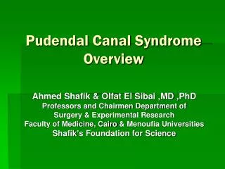 Pudendal Canal Syndrome Overview