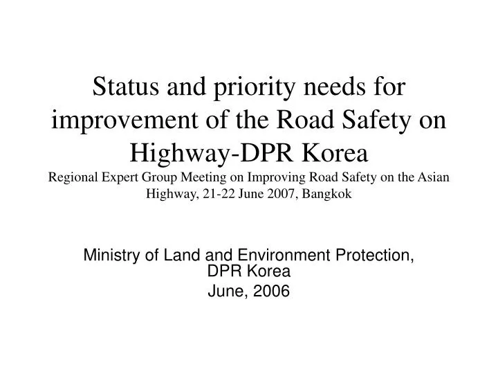 ministry of land and environment protection dpr korea june 2006