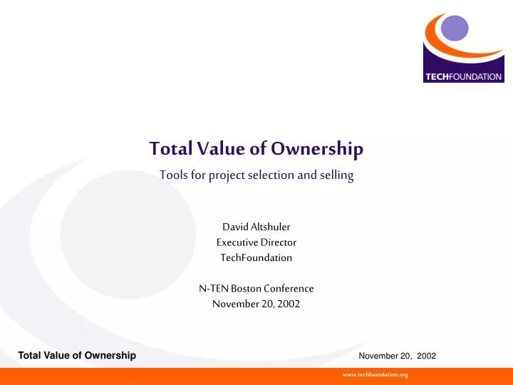 total value of ownership tools for project selection and selling