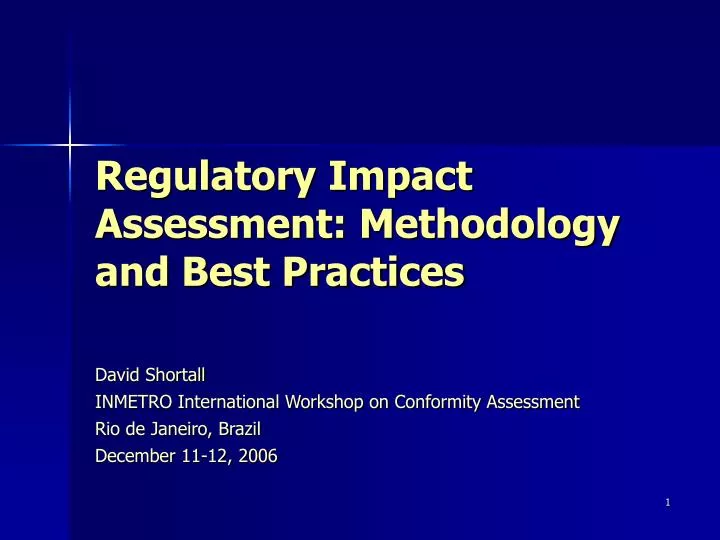 regulatory impact assessment methodology and best practices