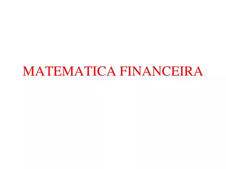 matematica financeira