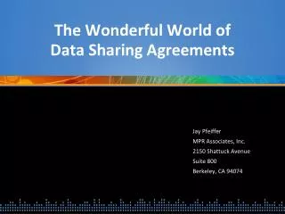 The Wonderful World of Data Sharing Agreements