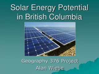 Solar Energy Potential in British Columbia