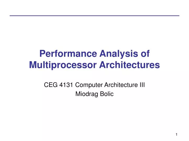 performance analysis of multiprocessor architectures
