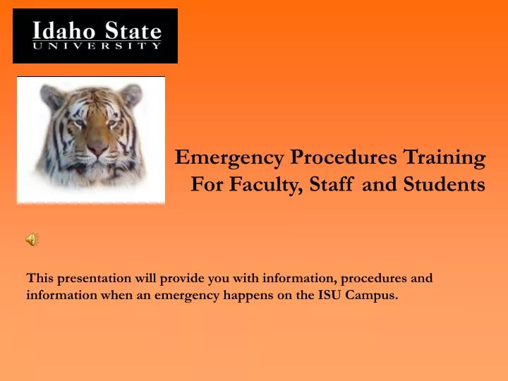 emergency procedures training for faculty staff and students