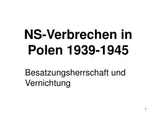 NS-Verbrechen in Polen 1939-1945