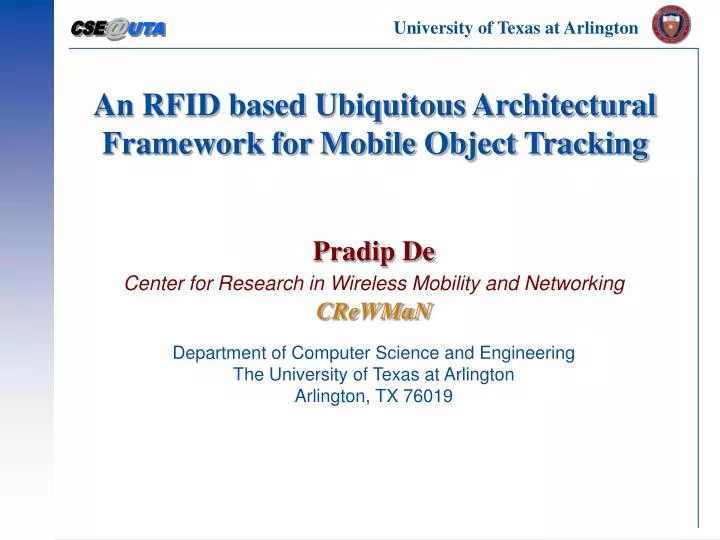 an rfid based ubiquitous architectural framework for mobile object tracking