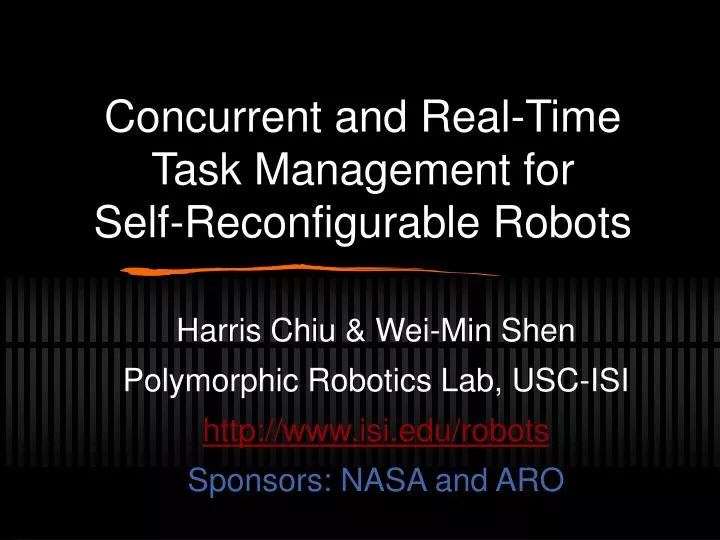 concurrent and real time task management for self reconfigurable robots