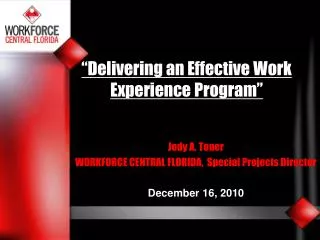 “Delivering an Effective Work Experience Program”