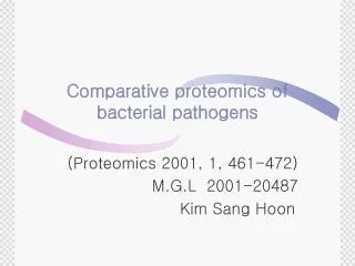 Comparative proteomics of bacterial pathogens