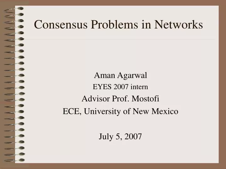 consensus problems in networks