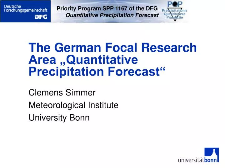 the german focal research area quantitative precipitation forecast