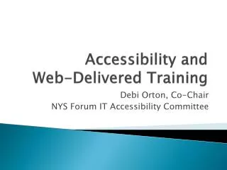 Accessibility and Web-Delivered Training