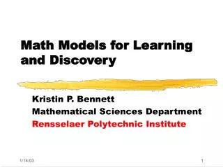 Math Models for Learning and Discovery